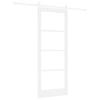 Sliding Door White 83 X 211 Cm Solid Pine Wood and Glass