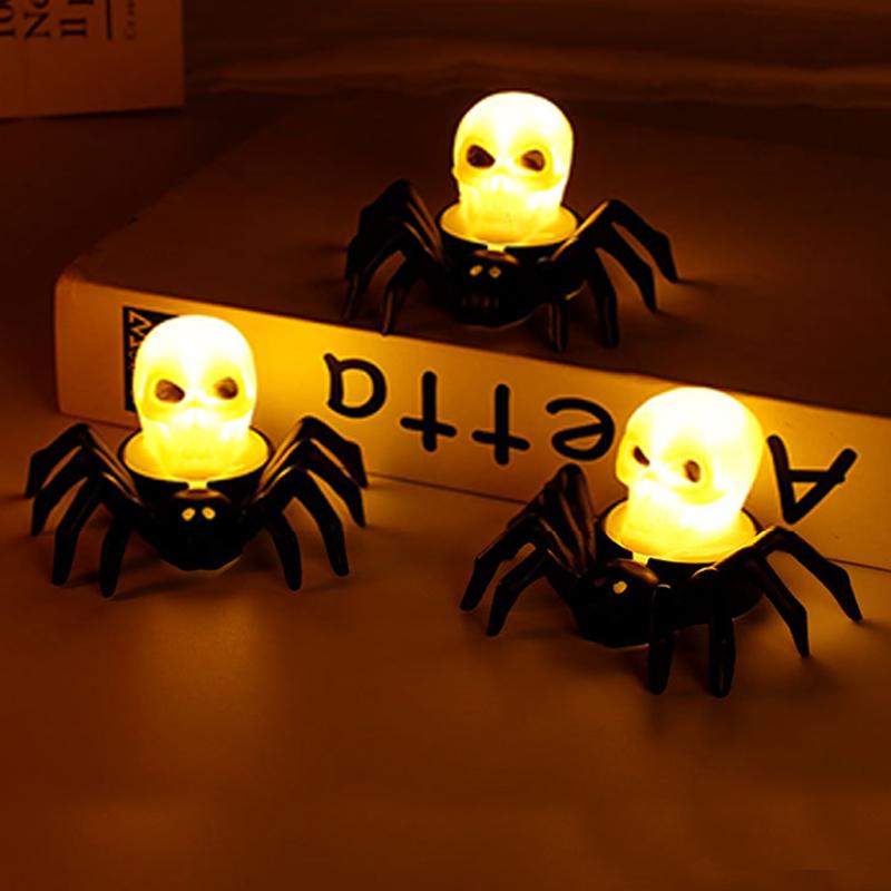 Haunted Led Candle Light Plastic Spider Pumpkin Lamp House Halloween Party Decor Horror Props Halloween Decorations For Home Bar