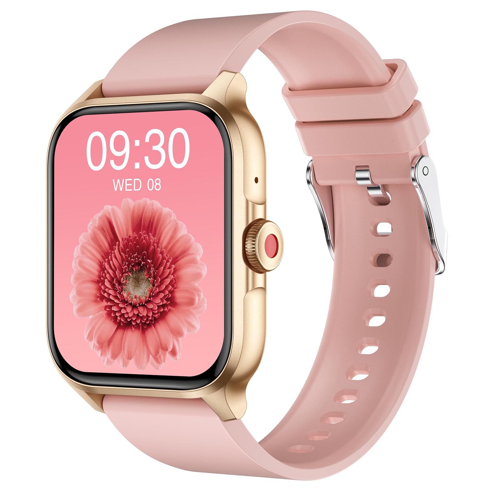 

MX09 Smart Watch Bluetooth-compatible Calling Heart Rate Monitor 1.85 Inch HD Screen Fitness Tracker Watch Pink+Gold