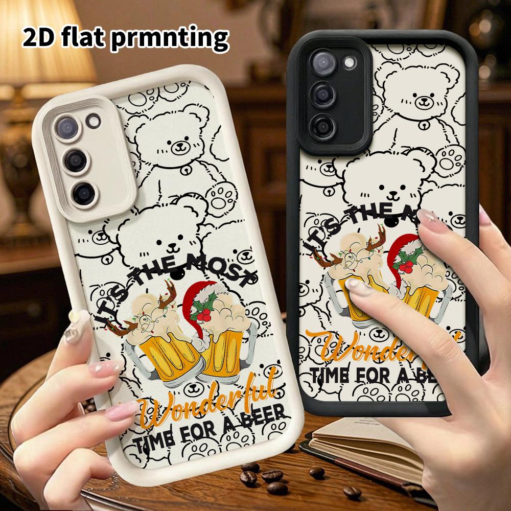 Phone Case: 2D Flat Samsung Galaxy A34 A35 M05 M06 S20 S22 S21 FE Plus 5G Protective Case, Beer Christmas, Christmas and Halloween Gifts