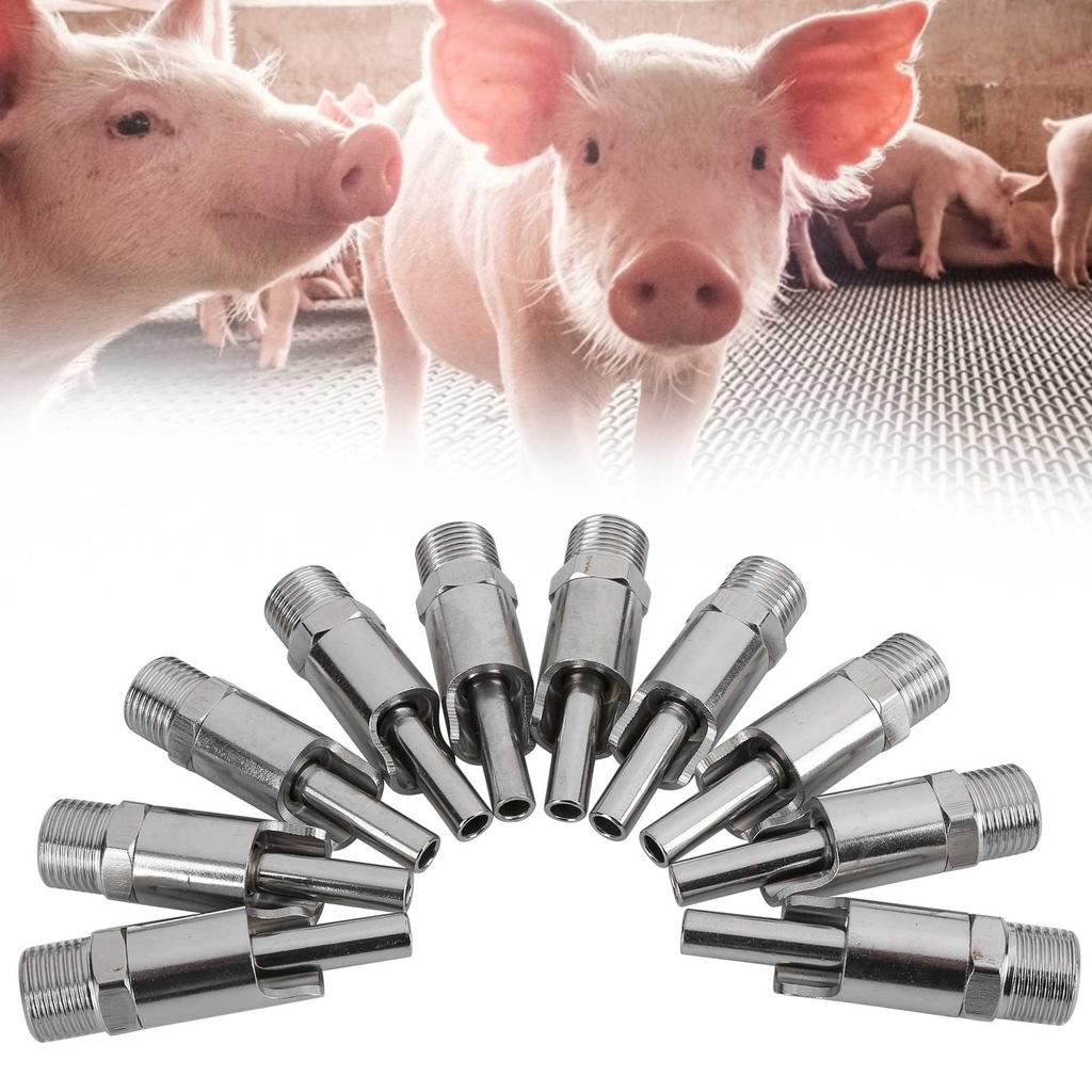 Trinkbecher mit Strohhalm für Schweine, automatischer Tränkebecher, großer Wasserdurchfluss, Tränkebrunnen für Schweine, Tränkezubehör, Edelstahl