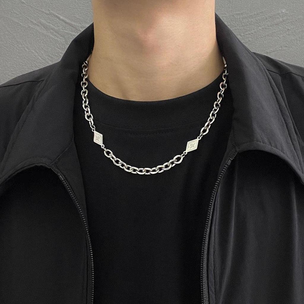 Black Zircon Starburst Necklace & Cross Chain: Versatile High-End Design for Women & Men