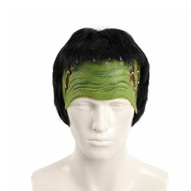Halloween-halvmaske for voksne med hår, latex-skapning panne-hodeplagg for Cosplay, scene og festkvelder