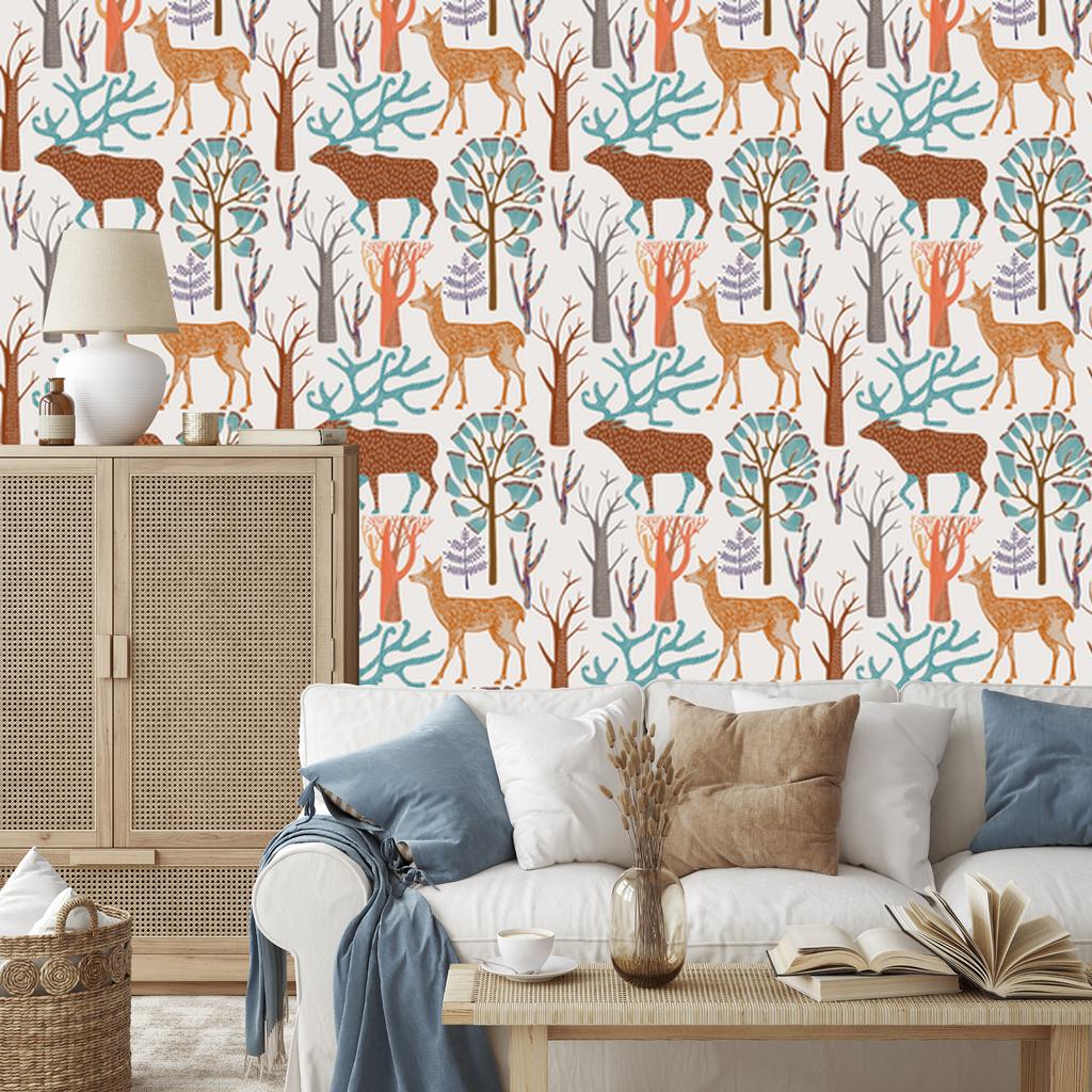 Forest Animals Wallpaper for Living Room and Bedroom 50x1000
