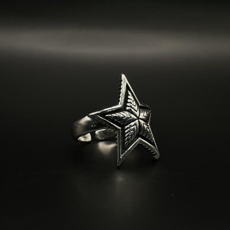 Adjustable Open Star Ring Men Women Vintage Rock Punk Geometric Copper Jewelry