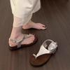 Sheepskin version~ summer new French retro style thick-soled toe round head sandals wear versatile casual beach shoes