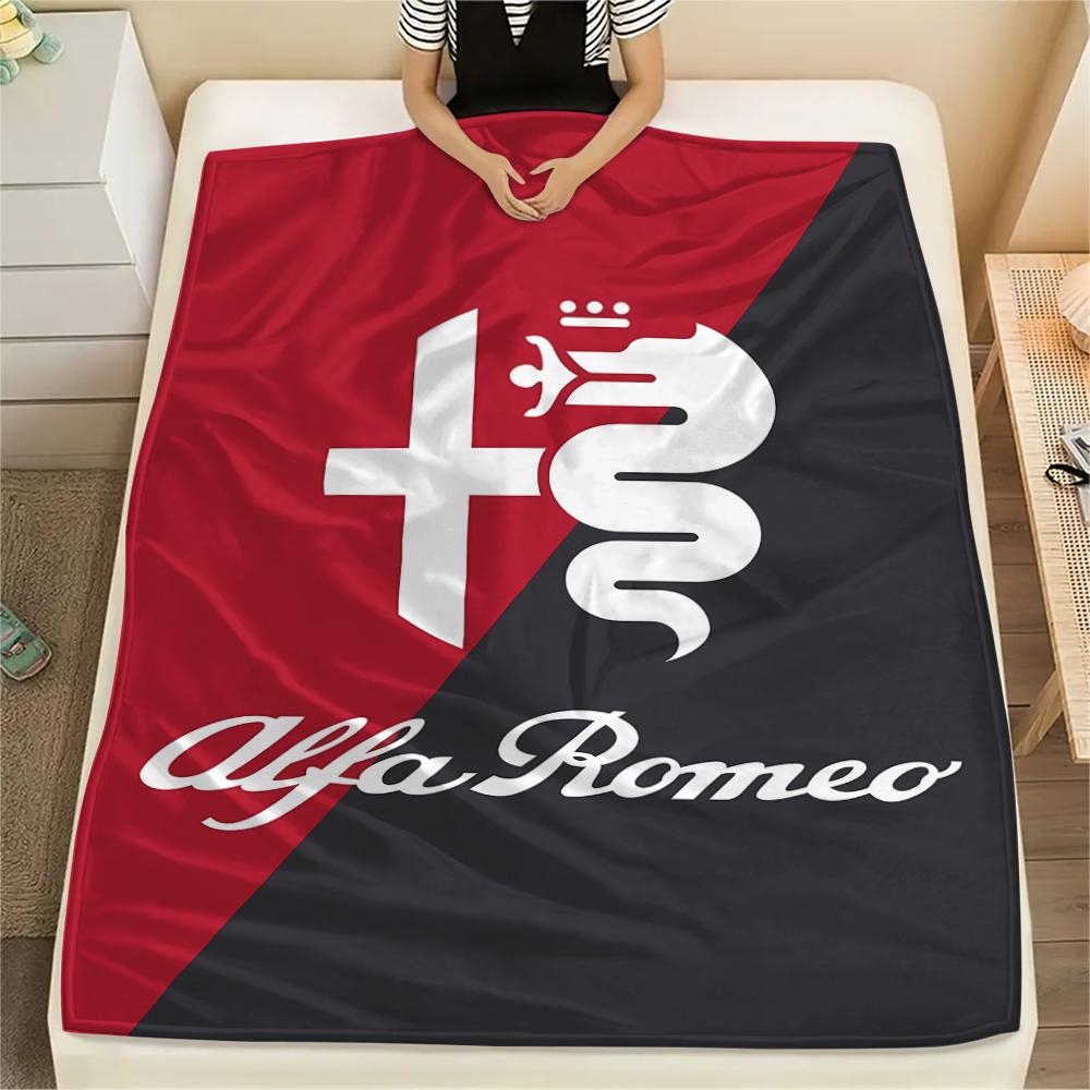 1 pièce Couverture en flanelle avec imprimé Alpha Romeo, Haute qualité, Toutes saisons, Décoration d'intérieur, Chaleur et Confort, Parfait pour les cadeaux de Noël