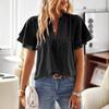 Elegant Resort-Style Deep V Lace Short-Sleeve Women's Blouse 2026 Spring/Summer