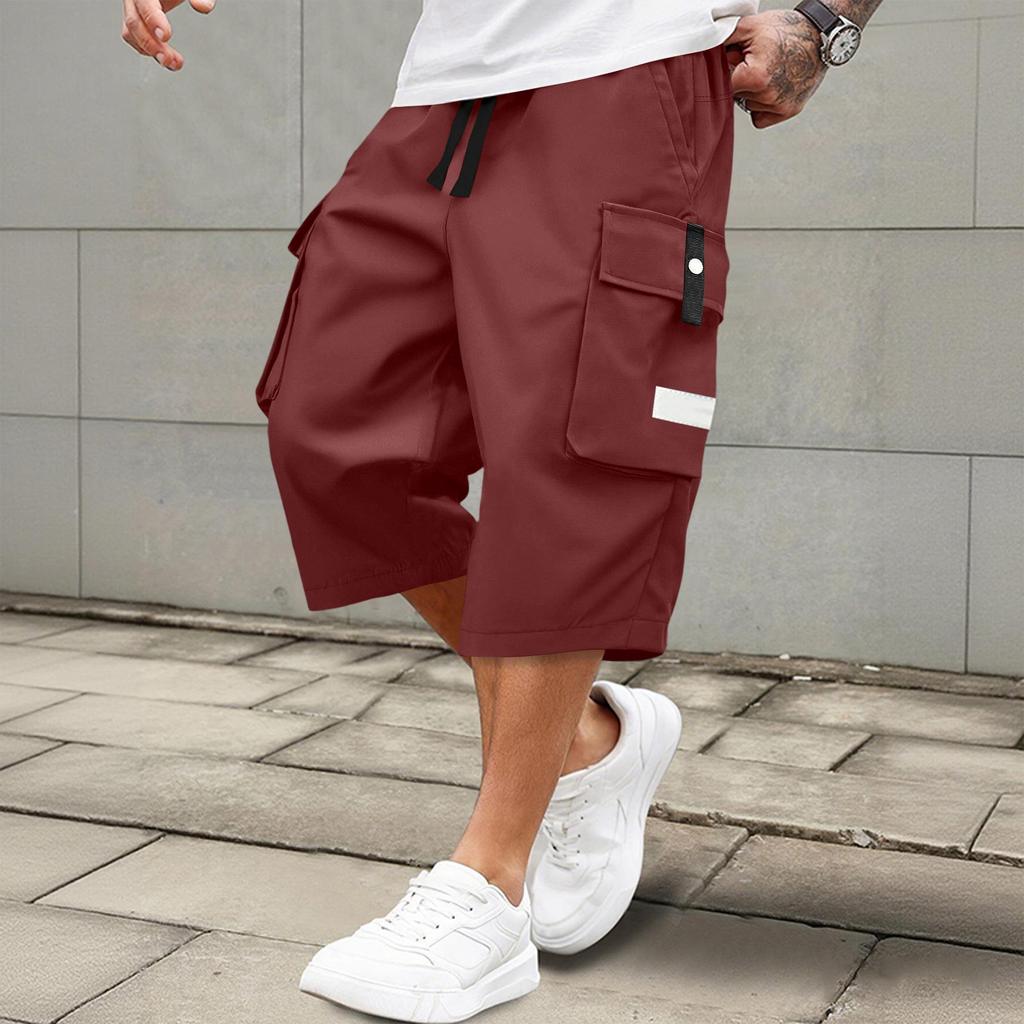 Men's Casual And Fashionable Lace-up Lightweight And Breathable Sports Shorts. Men's Loose And Large-sized Multi-pocket Workwear Shorts.