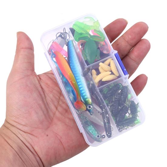 Fishing Lures Kit Sharp Fish Hook Design Realistic Looking Bright Colors Soft Lure Hard Minnow Crankbait Accessories
