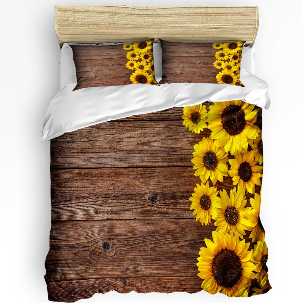 Nature Bedding Set For Bedroom Bed Home Floral Print With Sunflowers In A Field Summer Ga Duvet Cover Quilt Cover And Pillowcase