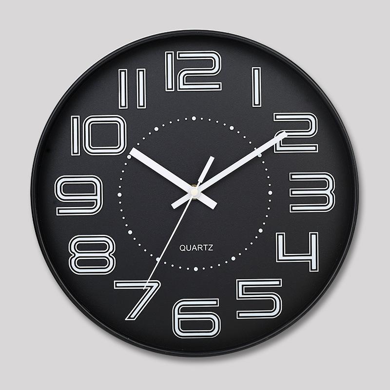 12 Inch 30CM Silent Wall Clock, Creative and Fashionable, Three-dimensional Digital Minimalist Clock for Home Living Room