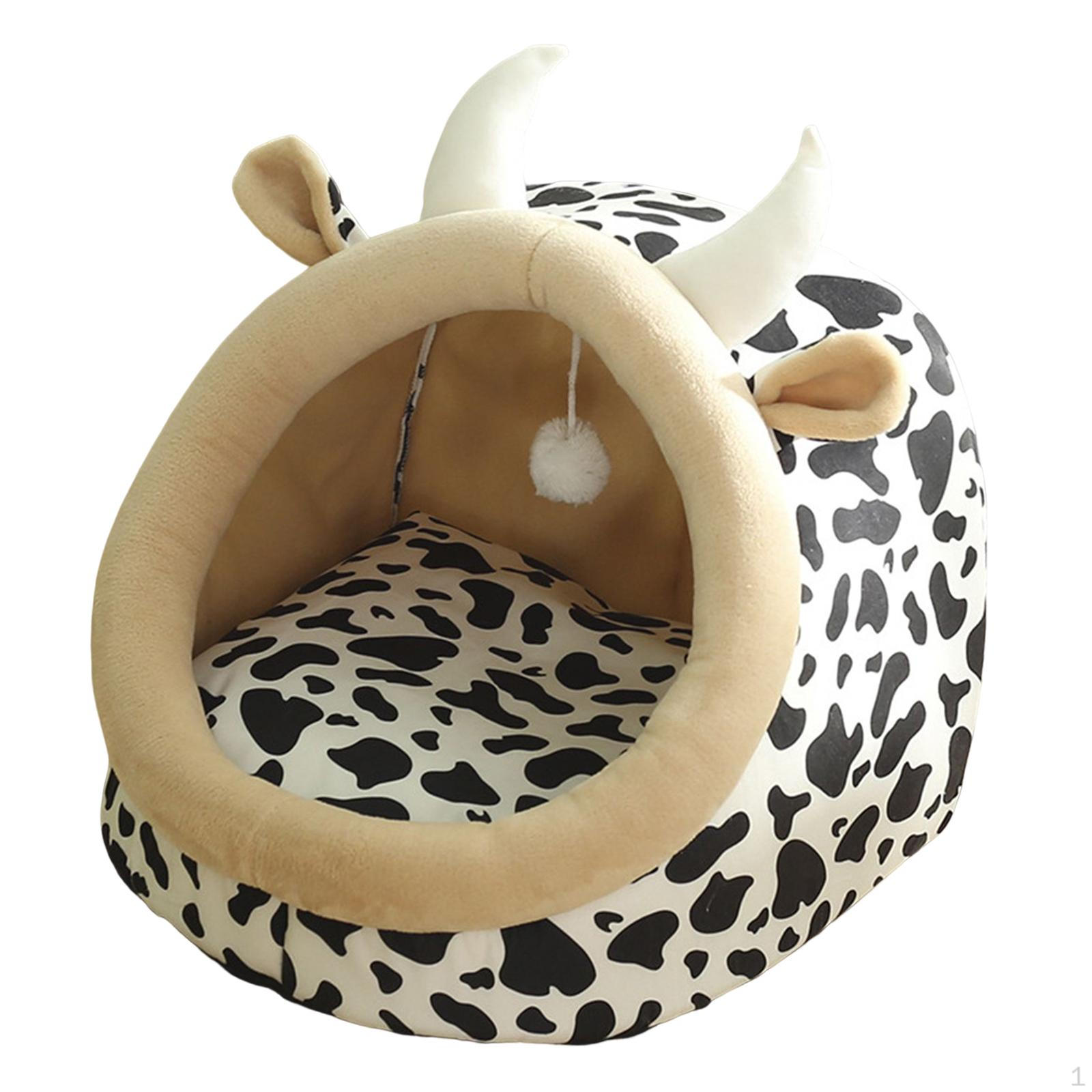 

Cute Cat Beds with Ball Toy Anti Slip Bottom No Deformation Cushion Warm Hideout Dog Folded Pet 35x35x31cm Multi
