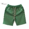 Men Summer Shorts Elastic Waist Adjustable Drawstrings Casual Shorts with Pockets Printing Wide Leg Beach Shorts Streetwear