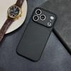iPhone 17 Pro Max Leather Texture Phone Case with Large Window for Apple 16, Full Coverage Plain Leather.