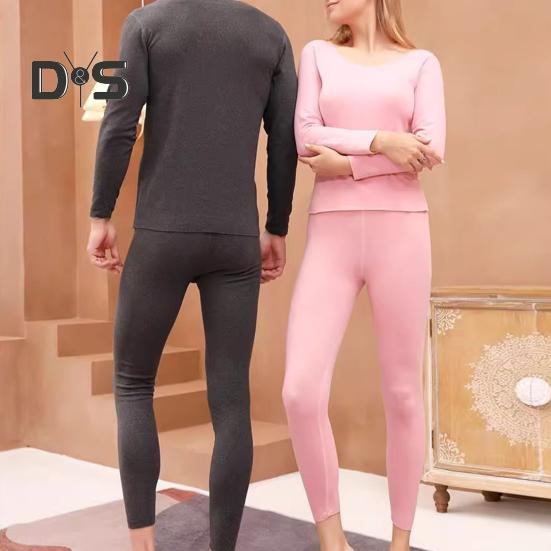 2 Teile/Satz Winter Thermo-Unterwäsche-Set für Damen, Rundhalsausschnitt, nahtlos, langärmlig, warm, Slim Fit, hochelastisch, Pyjama-Set für kaltes Wetter, Homewear, Nachtwäsche