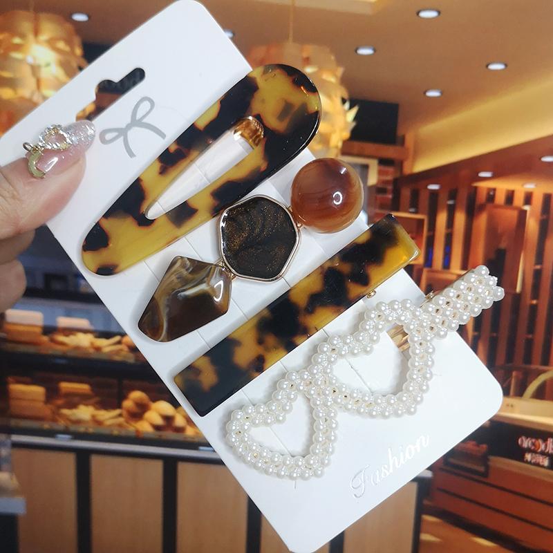 Korea Shiny Crystal Hair Clip Set Fashion Hair Accessories  Trend For Women Girl Pearl Rhinestone Hairpin Side Clip For Hair