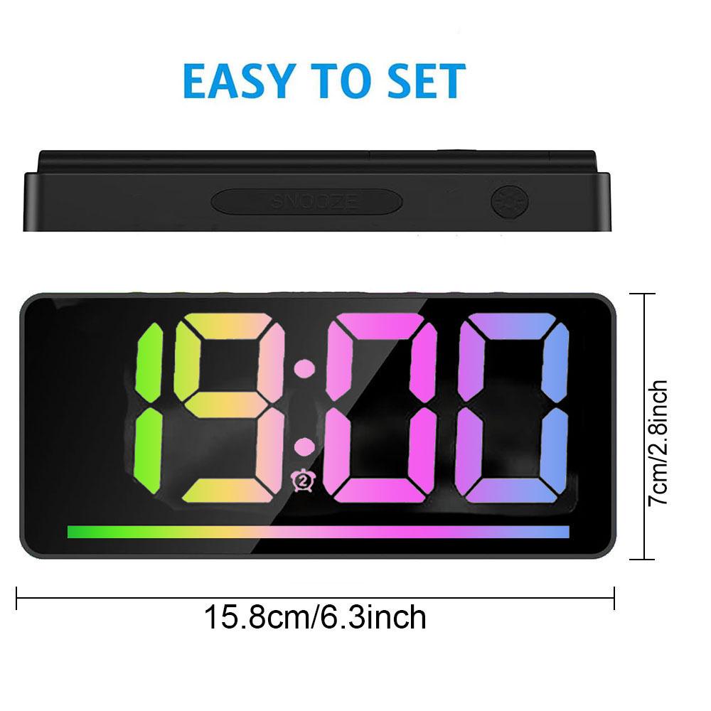 Colorful LED Digital Desk Clock with Large Display Alarm Temperature Night Light for Home Office Christmas Décor
