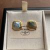 French Square Fritillary Piece Earrings Ice Cracked Warm Earrings Retro Elegant Earrings