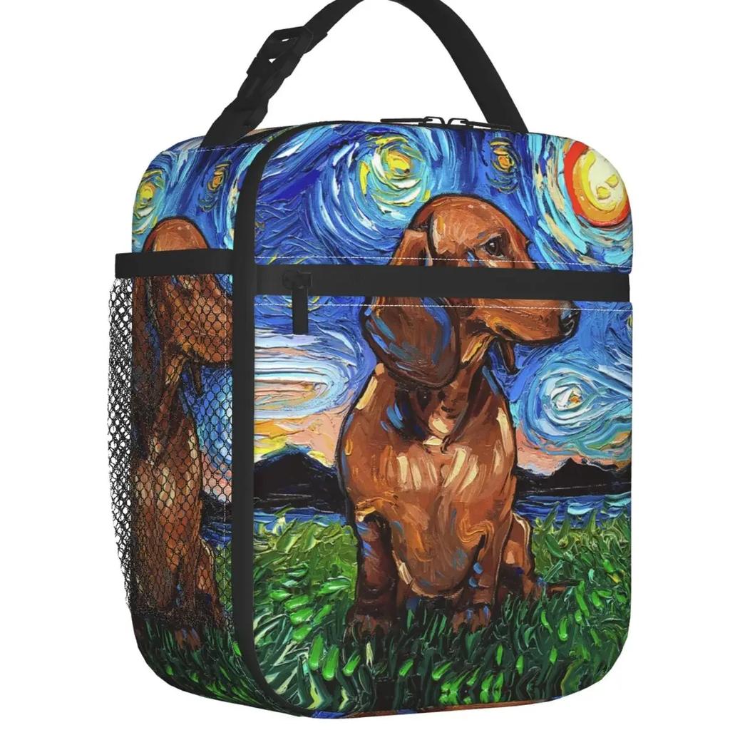 Night Saint Bernard Dog Lunch Bag Women Cooler Thermal Insulated Lunch Box for Kids School Children