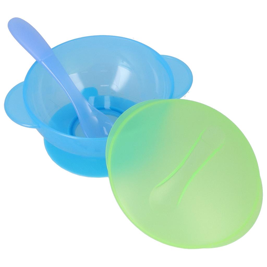 Baby Suction Bowl with Lid and Spoon Set Food Grade PP Machine Washable Baby Feeding Bowls