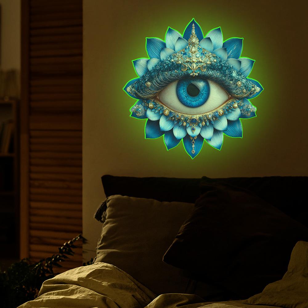 Креативные имитирующие глаз лотоса настенные стикеры для украшения гостиной и кабинета зелёный