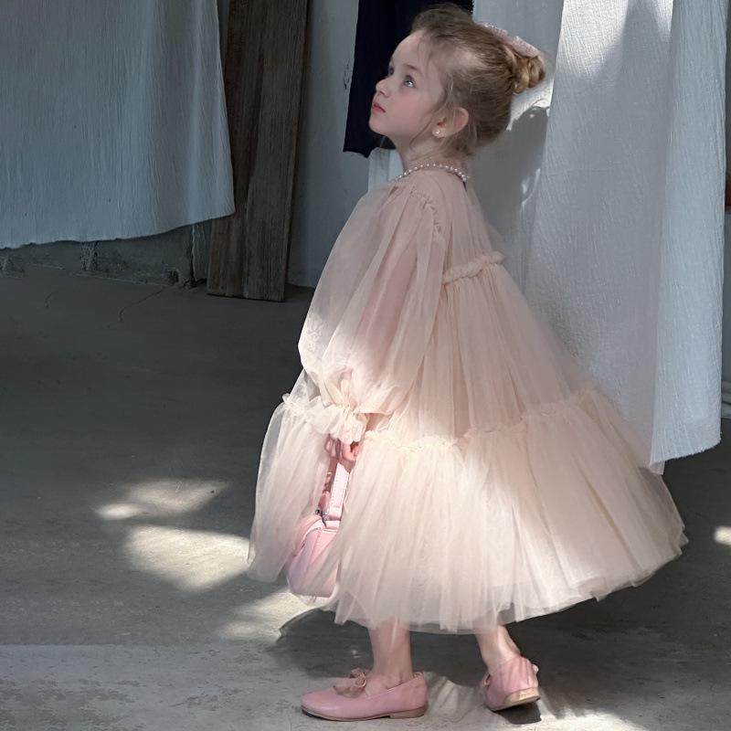 Frühlingsspitze Spleiß Puffiger Tüll Prinzessinnenkleid für Babymädchen