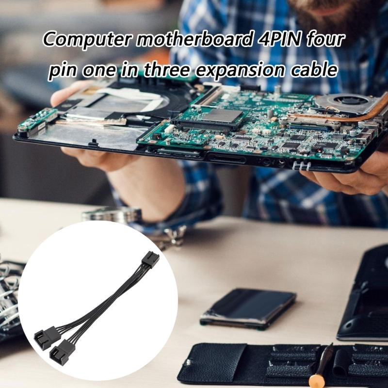 Flexible PVC 2Way Computer Fan Splitter 4Pin Pwms Fan Splitter Cable Thermals Monitoring For Enhances PC System Cooling