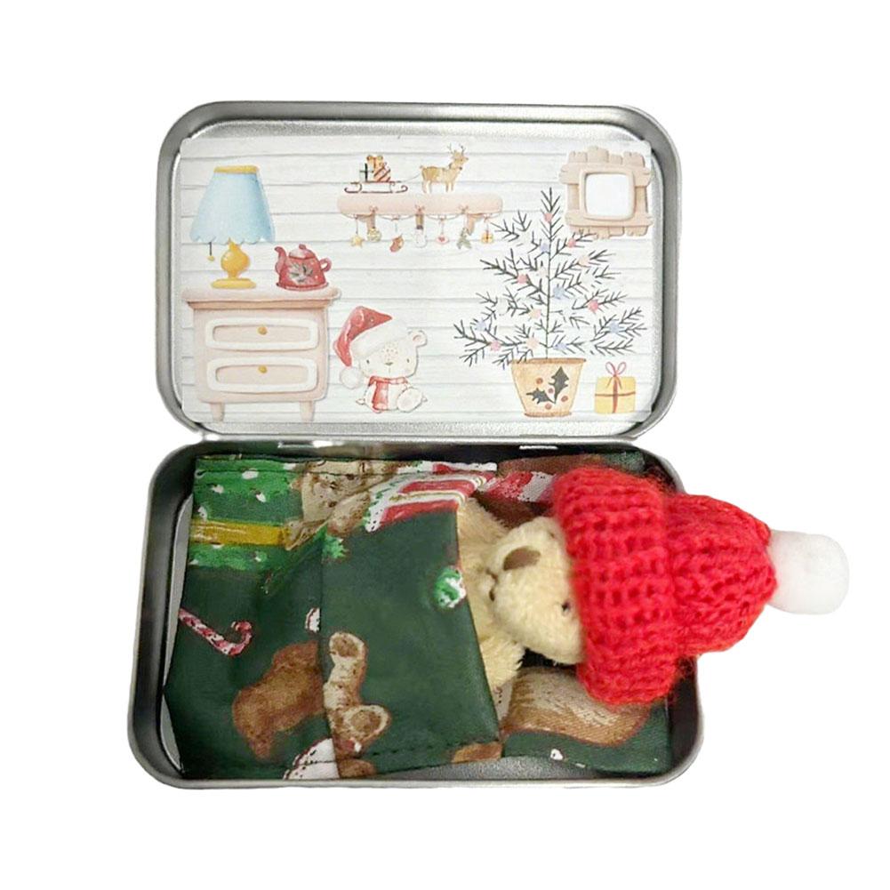 Pocket Bear Tin Mini Bear Pocket Toys Gift Stress Little Day Plush Buddy - Bear Lush Mini Bear Doll Children's Tin Box Doll New