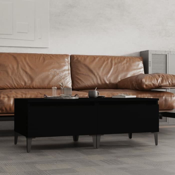 819519 vidaXL Tables d'appoint 2 pcs Noir 50x46x35 cm Bois d'ingénierie