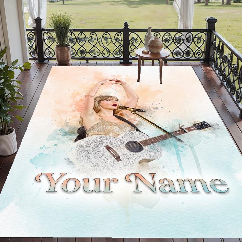 Custom Name Taylor Swift Crystal Velvet Floor Rug Personalized Text Soft Carpet Home Decor