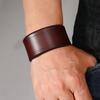 Mens Punk Style Wide Leather Bracelet Handmade Genuine Cowhide Biker Accessory Unisex Retro Minimalist Wristband