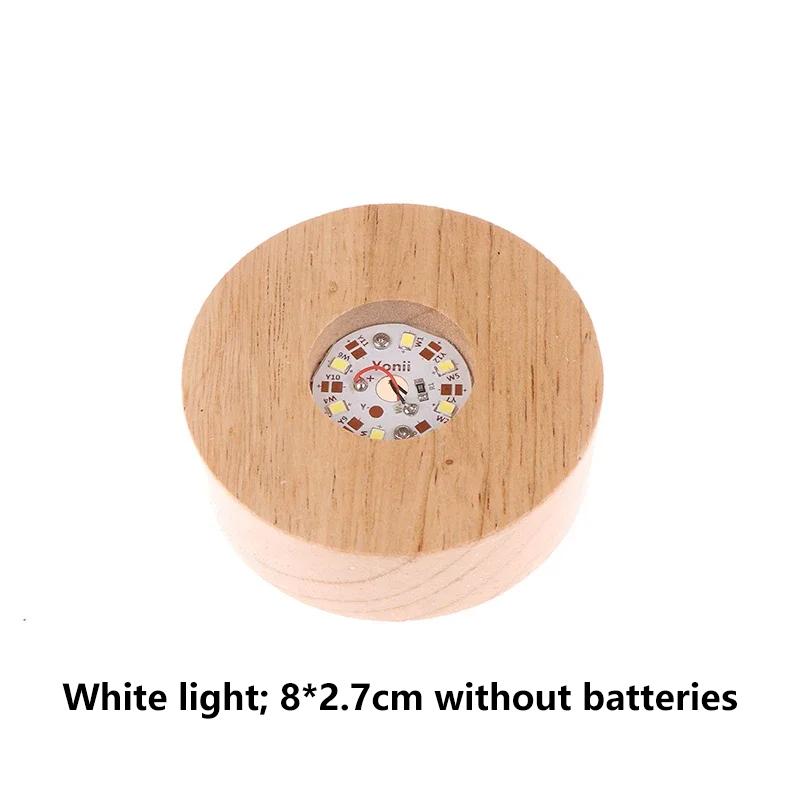 Xiaomi Battery Operated 8/10cm Round Wooden LED Light Dispaly Base Stand Holder able Night Lamp Base Crystal Glass Resin Art Ornaments