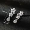 Bridal Stud Earrings Lucky Flower Super Flash Zircon Earrings Wedding Photography Premium Brass Steel Needle Women's Earrings
