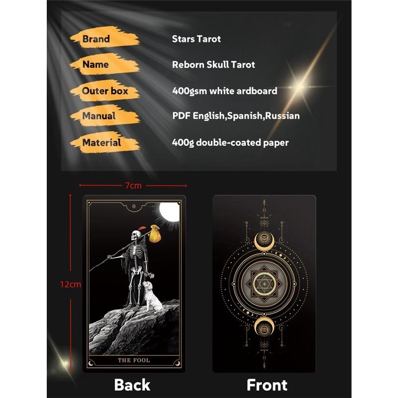 New Skull Black Tarot Deck 78 Cards Gothic Divination Oracle Dark Mystery Rider Waite Spiritual Guidance English Spanish Russian