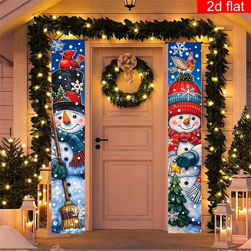 Merry Christmas Couplet Banner Snowman 1 Pair Polyester Indoor Outdoor Decor