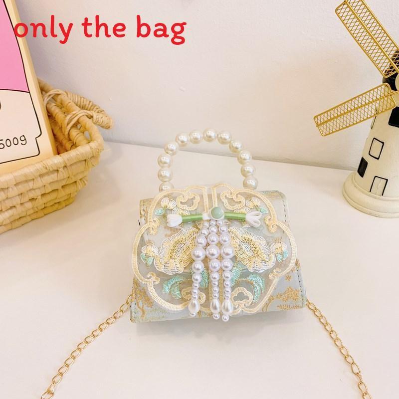 Chinese Style Girl Princess Butterfly Pearl Handbag With Chain Crossbody For Kids Fashion Accessories
