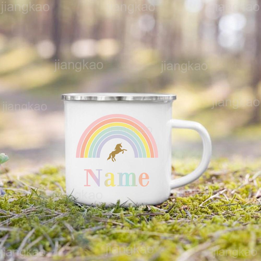 Personalized Mug for Kids Custom Rainbow Unicorn with Name Cup for Boys Girls Handle Mugs Birthday Party Favors Children's Gift