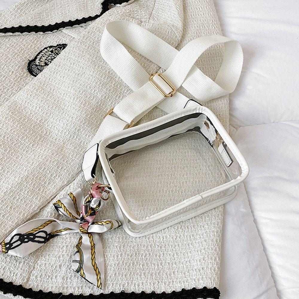 Fashion Shoulder Messenger Bag Transparent Crossbody Bag for Women Girls PVC Jelly Handbag(Excluding ribbons)