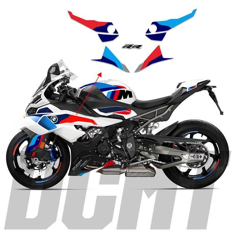 Applicable to BMW S1000RR 2025 whole car sticker, blue and white whole car latte waterproof air guide slot sticker