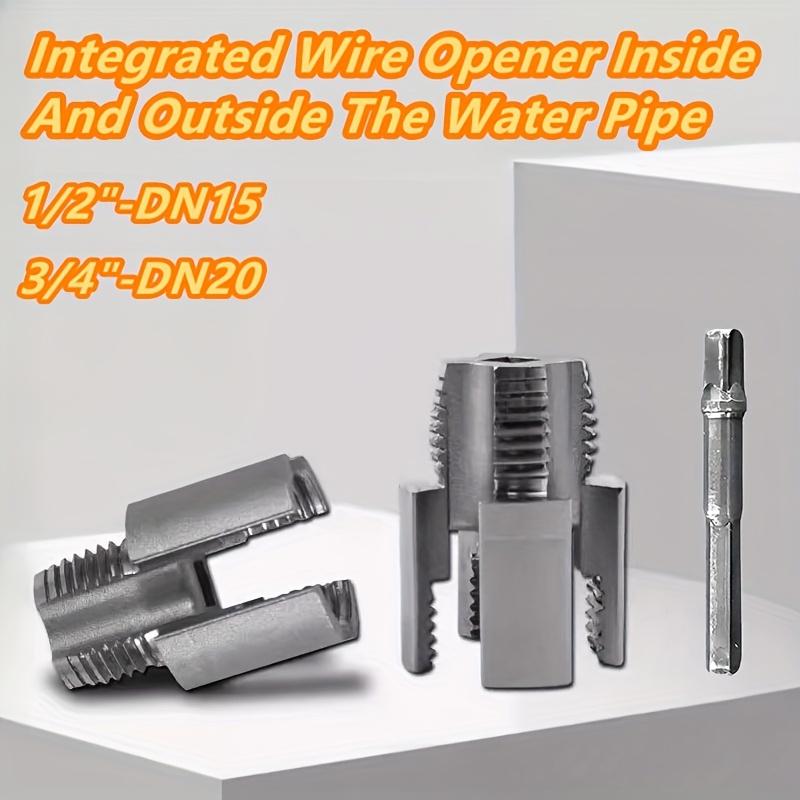 3pcs Integrated Wire Opener for Inside and Outside Water Pipe,Water Pipe Thread Repair Tool, Electric Drill Type Water Pipe Threading Device 1/2",3/4"