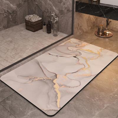 Modern Lüks Mermer Banyo Paspası Süper Emici Diyatomit Banyo Halısı Hızlı Kuruyan Kaymaz Duş Halısı Tuvalet Zemini Paspası