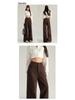 Women's Coffee Wide-Leg High-Waist Jeans - Trendy, Versatile, Slimming, Casual Drape Pants