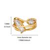 Geometric Zircon Wave Open Ring For Women Stainless Steel Ring New Luxury Fashion Wedding Couple Jewelry Gift