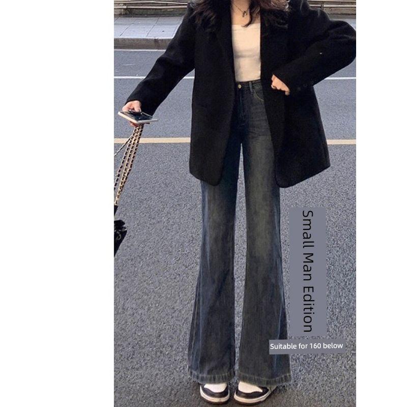 Weila Fall and Winter Plus Size Plus Size Ladies Slim Looking Pear-Shaped Denim Retro Blue [Little Man] XL