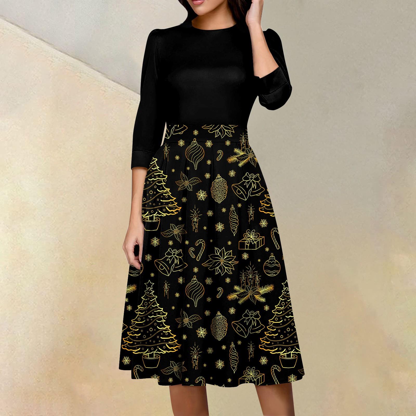 

Жіноча повсякденна та модна сукня з квітковим принтом із рукавом 3/4 із застібкою-блискавкою на спині M золотий