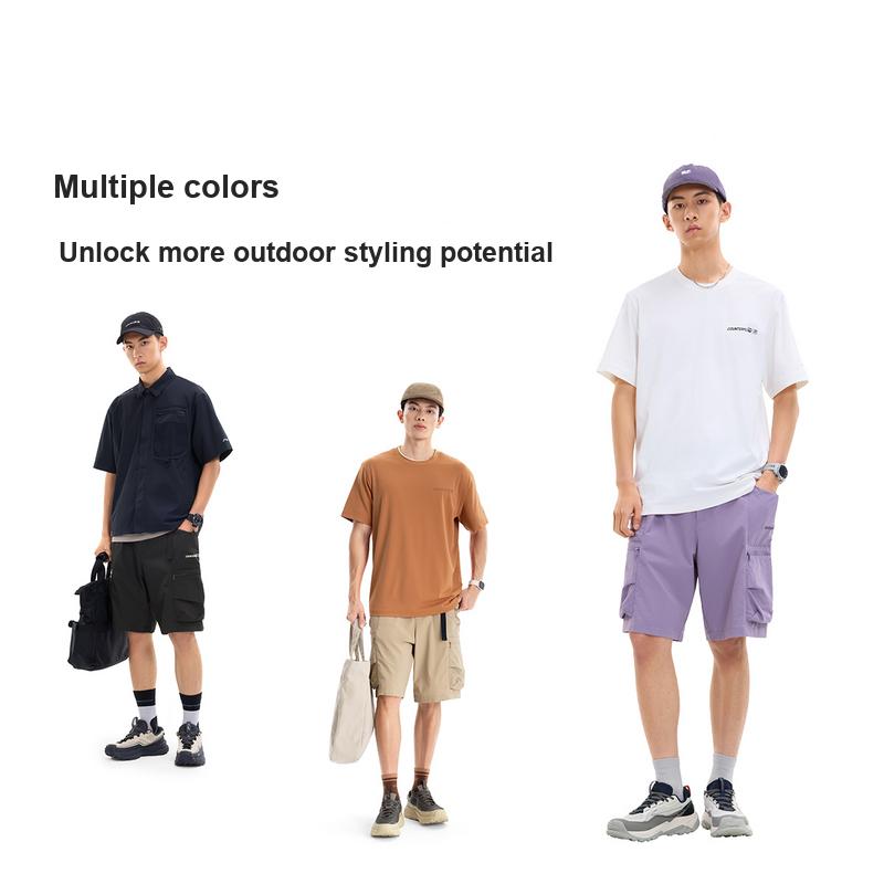 Li-Ning Outdoor CF Quick-Dry Rainproof Cool Sun Protection Stretch Wear-Resistant Multi-Pocket Sports Cargo Shorts Men shorts Khaki AKSW015-4