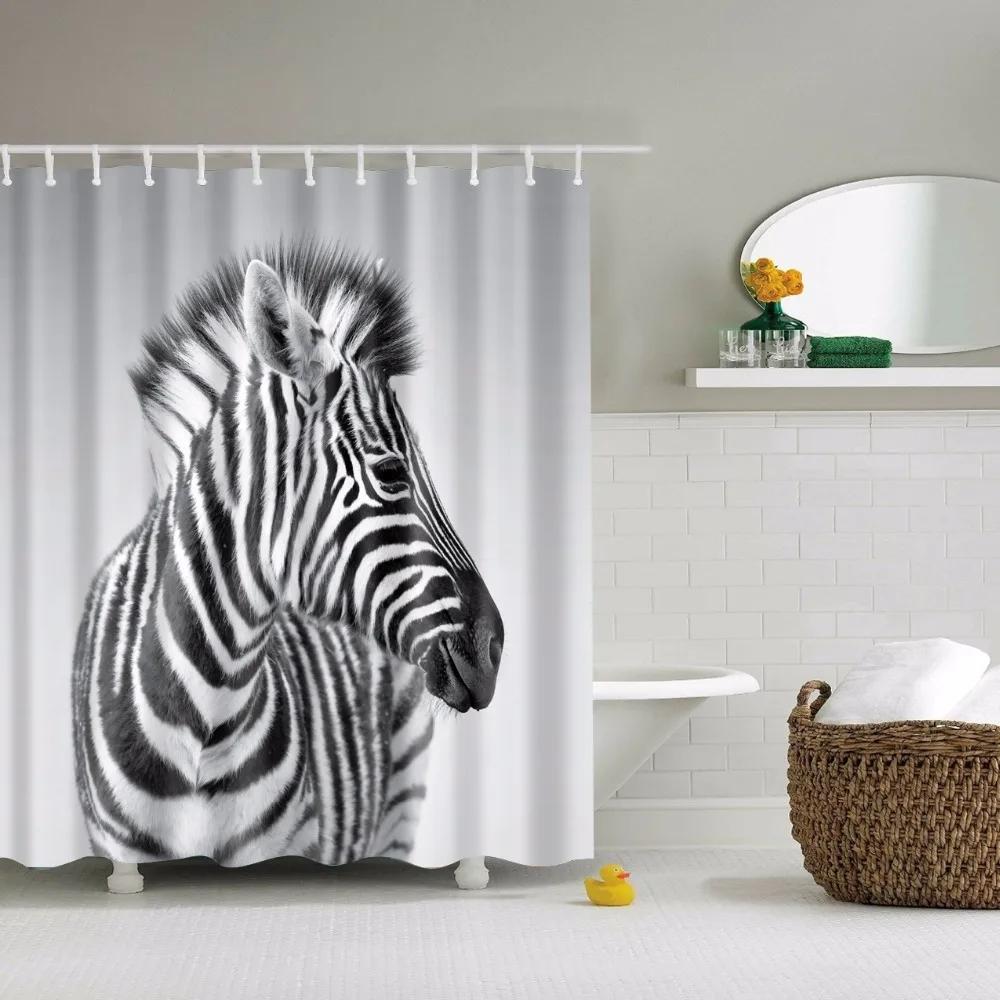 Elephant Octopus Owl Deer Horse Zebra Animals Printed Shower Curtains Bathroom Curtain With Hooks 180X180Cm