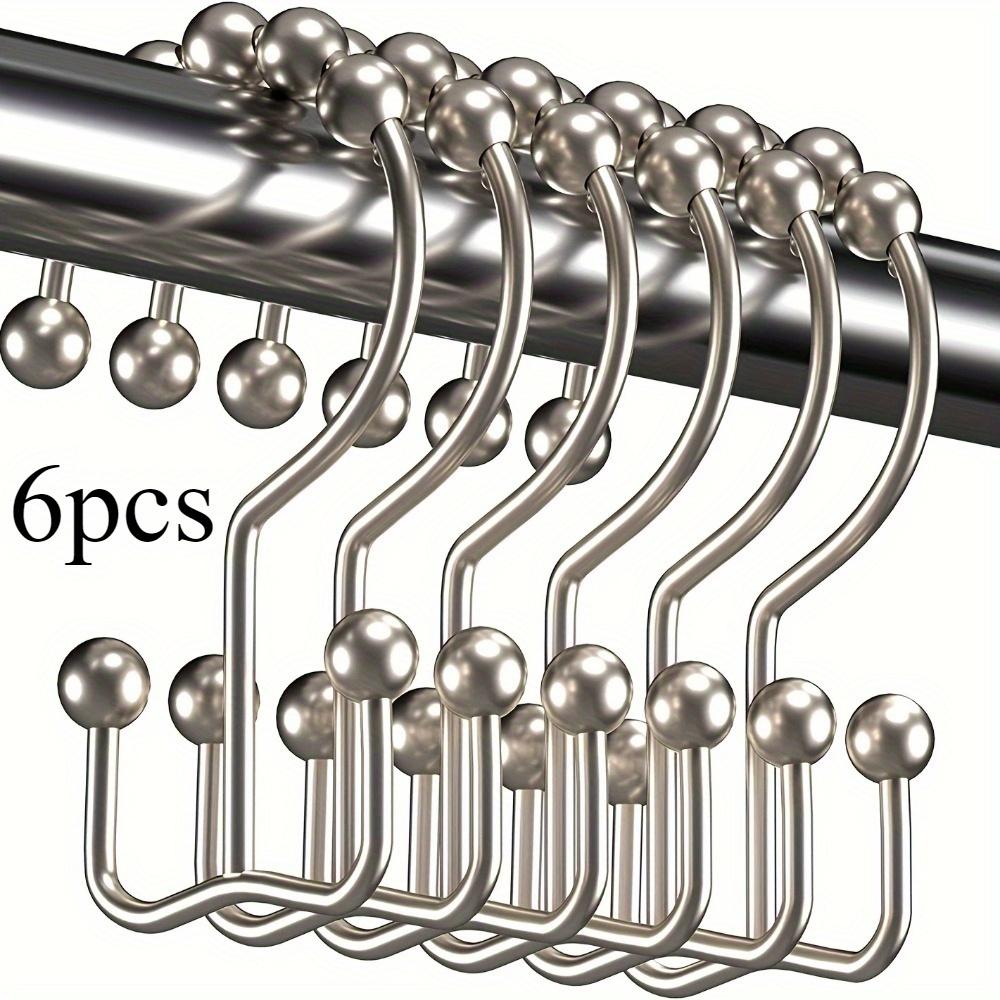 

6 Shower Curtain Hooks. Double glide design for easy installation & secure hanging. чистый