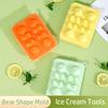 4 Grid Silicone Model DIY Ice Block Mold Durable 3D Bear Shape Mold  Summer